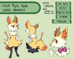 2021 anthro biped black_legs bow_ribbon braixen closed_smile cutlery digital_media_(artwork) dipstick_tail english_text eyelashes female flavia-elric fluffy fluffy_tail front_view fur generation_6_pokemon green_background hand_on_hip hi_res inner_ear_fluff kitchen_utensils markings model_sheet mouth_closed nintendo pawpads paws pink_eyes pokemon pokemon_(species) pupils rear_view red_tail_tip simple_background smile solo spoon standing tail tail_markings text tools tuft white_body white_fur white_sclera yellow_body yellow_fur