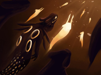 ambiguous_gender back_markings feral glowing glowing_body group light liquid markings smile swimming juniperrainz rain_world videocult cyan_lizard_(rain_world) felid feline felis hybrid lizard_(rain_world) mammal slugcat spirit 4:3 colored digital_media_(artwork) hi_res lighting shaded
