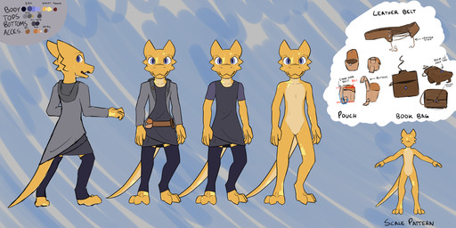 ambiguous_gender anthro belt_pouch biped clothed clothing exposure_variation featureless_crotch front_view hoodie leggings legwear mottled mottled_body mottled_scales nude palette pattern_background rear_view scales simple_background solo text topwear ashisprey kobold scalie 2:1 colored digital_media_(artwork) english_text full-length_portrait hi_res model_sheet portrait female_(lore)