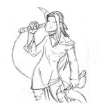 anthro arc_system_works axl_low biped black_and_white clothed clothing dragon einrotica female front_view graphite_(artwork) guilty_gear hair holding_object holding_weapon looking_at_viewer melee_weapon monochrome mythological_creature mythological_scalie mythology pencil_(artwork) polearm reptile scalie scythe simple_background sketch solo standing tail torn_clothing traditional_media_(artwork) weapon white_background