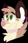 2016 alpha_channel ambiguous_form ambiguous_gender brown_body brown_eyebrows brown_fur canid canine canis cel_shading digital_drawing_(artwork) digital_media_(artwork) domestic_dog eyebrows fur green_eyes headshot_portrait jaspering lineless looking_up mammal pink_nose portrait prick_ears shaded simple_background smile snout solo tan_body tan_fur transparent_background whisker_spots white_inner_ear