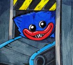 blue_body blue_fur conveyor_belt detailed_background fangs fur grimace lips male seam_(sewing) smile spying stitch_(sewing) teeth thick_lips glury_the_unown mob_entertainment poppy_playtime huggy_wuggy humanoid monster wuggy_(poppy_playtime) traditional_media_(artwork)