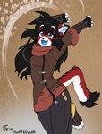 anthro black_hair blue_eyes clothed clothing female fully_clothed fur hair machine red_body red_fur snow solo tail white_body white_fur conditional_dnp fluff-kevlar ara_(fluff-kevlar) android domestic_cat felid feline felis mammal robot digital_media_(artwork)