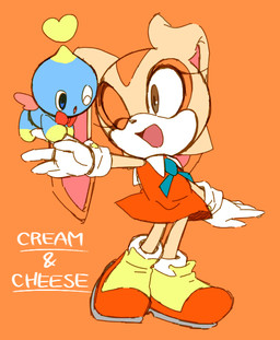 anthro biped bow_tie brown_eyes clothed clothing cuffs_(clothing) dress duo female flying footwear gloves hand_holding handwear looking_at_another one_eye_closed open_mouth open_smile orange_background pose shoes simple_background smile standing tan_body text wink winking_at_another young young_anthro young_female pokunchan sega sonic_the_hedgehog_(series) cheese_the_chao cream_the_rabbit chao_(sonic) lagomorph leporid mammal rabbit 2013 character_name digital_drawing_(artwork) digital_media_(artwork) english_text full-length_portrait portrait