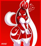 anthro beverage_between_breasts big_breasts blush bra breasts bulge clothing eyes_closed female fur gloves handwear markings panties pressing_breasts_together red_body red_fur simple_background small_bulge solo underwear white_bra white_clothing white_markings white_panties white_underwear hexami coca-cola nintendo pokemon cocacoleon eeveelution generation_4_pokemon glaceon pokemon_(species) absurd_res hi_res gynomorph_(lore) intersex_(lore) trans_(lore) trans_woman_(lore)