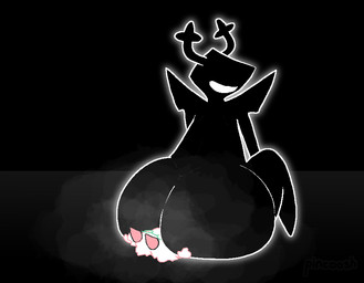 ambiguous_gender anthro antlers big_butt black_background black_body butt duo eyewear facesitting glasses horn huge_butt humanoid_on_anthro looking_back male male/ambiguous musk musky_butt questionable_consent rear_view simple_background sitting sitting_on_another smile pincoosh deltarune undertale_(series) ralsei roaring_knight humanoid shadow_creature digital_media_(artwork) hi_res signature