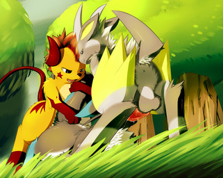 anus back_turned balls canine cum cum_in_mouth cum_inside gay knot male mammal mohawk nintendo oral oral_penetration penetration penis pokémon raichu raised_tail roy_(raichu) roy_arashi spitroast tail_grab video_games
Rating: Explicit
Score: 13
User: UNBERIEVABRE!
Date: January 19, 2014