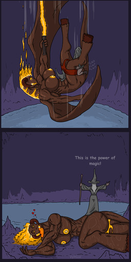 age_difference ambiguous_penetration anthro anthro_penetrated big_breasts black_body blonde_hair breasts cave dialogue duo falling female female_penetrated fire flaming_hair hair huge_breasts human_on_anthro human_penetrating human_penetrating_anthro interspecies lake larger_female larger_penetrated magic_user male male/female male_penetrating male_penetrating_female muscular muscular_female nipples older_male penetration pseudo_hair raised_leg sex size_difference smaller_male tail text thick_thighs water whip wings vylfgor j._r._r._tolkien middle-earth_(tolkien) gandalf_the_grey balrog_(the_lord_of_the_rings) demon human mammal absurd_res comic english_text hi_res
