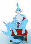 andromorph anthro anthrofied biped chair dildo furniture intersex looking_at_viewer nude pokemorph sex_toy simple_background sitting smile solo teasing teeth konicoon nintendo pokemon kippy_the_sharkip fish generation_3_pokemon hybrid marine mudkip pokemon_(species) shark 2015 hi_res