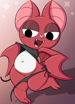 anthro belly bikini bikini_bottom bikini_top biped clothing countershade_torso countershading fangs female female_anthro half-closed_eyes knock-kneed membrane_(anatomy) membranous_wings narrowed_eyes navel open_mouth red_body solo string_bikini striptease swimwear teasing teasing_viewer teeth two-piece_swimsuit undressing_self winged_arms wings young young_anthro young_female zinzoa squeak_(zinzoa) bat mammal absurd_res alternate_version_at_source cel_shading colored digital_media_(artwork) hi_res shaded