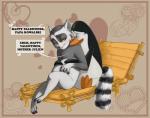 anthro art_nouveau beak blue_eyes blush dialogue duo female holiday_message holidays male pregnant pregnant_anthro pregnant_male semi-anthro sitting text tsuyagami dreamworks madagascar_(series) valentine's_day king_julien kowalski_(madagascar) adelie_penguin avian bird lemur mammal penguin primate ring-tailed_lemur strepsirrhine english_text