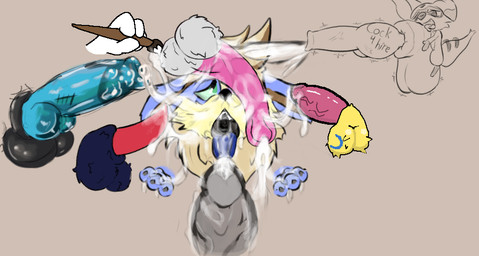 anatomically_correct anatomically_correct_genitalia animal_genitalia animal_penis balls big_penis bodily_fluids body_worship brush bukkake canine_genitalia canine_penis cum cum_drenched cum_in_mouth cum_inside cum_on_face cum_on_mane cum_on_paw cumshot cumshot_in_mouth ejaculation feral genital_fluids genital_worship genitals group huge_penis hyper hyper_genitalia hyper_penis looking_pleasured male male/male paintbrush penile penis penis_on_face penis_worship small_but_hung tapering_penis text tongue tongue_out casualredjerk lewdly_gibo manicdd moonbat slysocx yutz_(artist) nintendo pokemon anon cassie_(lewdly_gibo) nico_(moonbat) oswald_(manicdd) sox_(slysocx) steele_wheelie_(character) arcanine bat eeveelution generation_1_pokemon generation_2_pokemon generation_5_pokemon hybrid mammal mienfoo pokemon_(species) umbreon digital_media_(artwork) drawpile_(artwork) english_text