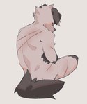 2023 anthro back_scar biped black_ears canid canine canis domestic_dog floppy_ears fur hemuchang hi_res male mammal nude_anthro nude_male scar shin_(hemuchang) slim_anthro slim_male solo white_body white_fur