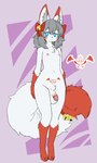 accessory anthro balls bell bell_bow big_balls blue_eyes bow_ribbon femboy foreskin fur furgonomics genitals glans grey_hair hair hair_bell humanoid_genitalia humanoid_penis long_hair looking_at_viewer male messy_hair multicolored_body multicolored_fur nipples nude penis red_body red_fur red_ribbon red_tattoo retracted_foreskin simple_background solo tail tail_accessory tail_bell tattoo two_tone_body two_tone_fur white_body white_fur wide_hips womb_tattoo kororin asian_mythology east_asian_mythology japanese_mythology mythology canid canine fox mammal 3:5 absurd_res digital_media_(artwork) hi_res