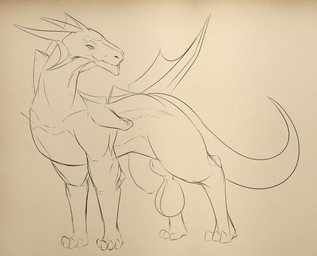amputation animal_genitalia balls big_balls feral genitals horn male membrane_(anatomy) non-mammal_balls penis scar sheath solo wings doggasaurio dragon_booster mythology dragon mythological_creature mythological_scalie reptile scalie guide_lines hi_res sketch
