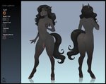 anthro black_body black_hair brown_eyes butt equine_tail femboy front_view genitals hair hooves humanoid_genitalia humanoid_penis long_hair looking_at_viewer male multiple_poses navel nude penis pose rear_view simple_background solo standing tail teeth text apple-faced equid equine horse mammal 2020 digital_media_(artwork) english_text full-length_portrait hi_res model_sheet portrait signature