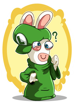 anthro arms_bent blue_eyes closed_smile clothed clothed_anthro clothed_male clothing confusion derp_eyes fur green_clothing green_hat green_headwear green_shirt green_topwear hat headgear headwear light male mitten_hands mouth_closed noseless question_mark shirt sideways_hat simple_background smile solo standing tan_body tan_inner_ear tan_skin topwear white_background white_body white_fur francoisl-artblog mario_bros mario_plus_rabbids_kingdom_battle nintendo raving_rabbids rayman_(series) ubisoft rabbid_luigi lagomorph mammal rabbid 2019 colored crossover digital_drawing_(artwork) digital_media_(artwork) english_description full-length_portrait hi_res lighting portrait shaded