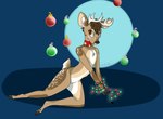 anthro antlers bdsm bondage bound brown_body brown_eyes brown_fur brown_hair brown_nose butt chest_tuft christmas_decorations collar fur glistening glistening_eyes hair horn inner_ear_fluff male markings nude red_collar short_hair simple_background solo spots spotted_body spotted_butt spotted_fur spotted_shoulders tan_body tan_fur tuft white_antlers white_body white_fur white_inner_ear_fluff bucklucky lucky_(bucklucky) deer mammal new_world_deer white-tailed_deer full-length_portrait portrait signature trans_(lore) trans_man_(lore)