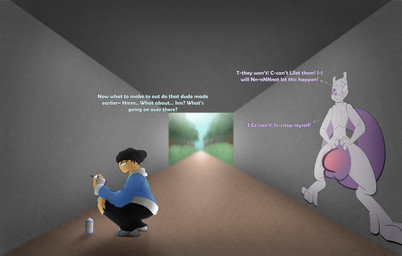 absorption_vore anthro assimilation butt corruption crossgender dialogue expansion flattened gender_transformation genitals graffiti growth hyper hypnosis male merging mind_control penis text transformation vore allbadbadgers conditional_dnp nintendo pokemon generation_1_pokemon generation_5_pokemon legendary_pokemon mewtwo pokemon_(species) zoroark absurd_res english_text hi_res trans_(lore)
