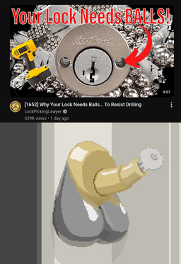 animal_genitalia balls big_balls erection genitals keyhole lock male metal_balls object_in_urethra object_insertion parody penetration sheath text urethral urethral_penetration ved_s english_text tagme