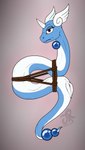bdsm bondage bound female feral genitals presenting pussy rope solo unimpressed heyupyoursjr nintendo pokemon dragonair generation_1_pokemon pokemon_(species) absurd_res hi_res