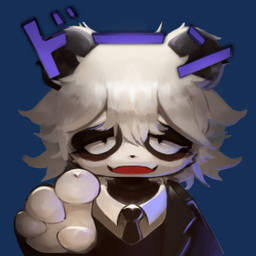 4_fingers anthro black_body black_clothing black_ears black_fur black_nose black_topwear clothing creepy cute_fangs fangs female fingers fur gesture hair hand_gesture kemono multicolored_body multicolored_fur necktie open_mouth pointing pointing_at_viewer pupils red_tongue shirt short_hair small_pupils smile solo standing suit teeth text tired tired_eyes tongue topwear two_tone_body two_tone_fur white_body white_clothing white_eyes white_fur white_hair white_shirt white_topwear hasukii love_exalt_8372 the_laughing_salesman analyst_(love_exalt8372) bear giant_panda mammal 1:1 alpha_channel japanese_text low_res