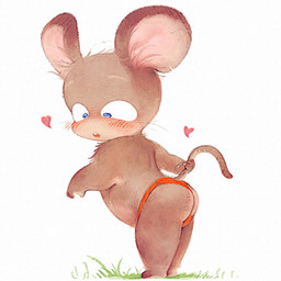 anthro blush brown_body brown_fur butt clothing fur male solo underwear young young_anthro kdmn house_mouse mammal mouse murid murine rodent 1:1 2015