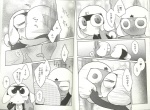 amphibian anthro black_and_white blush comic dialogue hug japanese_text keronian keroro kissing male male/male monochrome sgt._frog tamama text unknown_artist