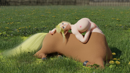 big_breasts blonde_hair blue_eyes breasts female grass hair long_hair looking_at_viewer lying monster_girl_(genre) nipples nude outside plant pointy_ears smile solo tail doublestuffed blender_cycles european_mythology greek_mythology monster_musume mythology centorea_shianus_(monster_musume) centaur equid equid_taur humanoid_taur mammal mammal_taur taur 16:9 3d_(artwork) blender_(artwork) digital_media_(artwork) hi_res widescreen