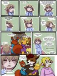 2013 3:4 anthro babystar biped comic detailed_background dialogue digital_media_(artwork) eeveelution english_text eyes_closed eyewear female flareon fur gemma_polson generation_1_pokemon glasses group hair hi_res male mammal nicole_murdock nintendo pokemon pokemon_(species) rasile_murdock rodent sciurid standing text tree_squirrel young young_anthro zeezee_murdock