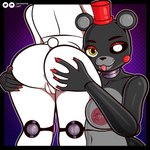 anthro black_body black_sclera breasts butt butt_grab crossgender duo faceless_character faceless_female female female/female grey_body hand_on_butt machine mtf_crossgender nipples pink_body tongue white_body yellow_eyes kevwrite five_nights_at_freddy's freddy_fazbear's_pizzeria_simulator freddy_fuckbear's_cathouse_(kevwrite) scottgames helpy_(fnaf) lefty_(fnaf) animatronic bear mammal robot 1:1 2024 absurd_res digital_media_(artwork) hi_res