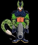 anthro balls big_balls big_brain big_cranium big_penis black_background foreskin genitals huge_penis hyper hyper_genitalia hyper_penis male muscular muscular_male partially_retracted_foreskin penis red_eyes simple_background solo stinger_tail rxq dragon_ball androx_(elliot-bloodcraft) cell_(dragon_ball) alien canid canine canis mammal wolf digital_media_(artwork) hi_res tagme