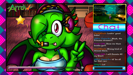 accessory anthro bangs bean_bag bed bedroom bits_(twitch) blep blue_eyeshadow blue_headband boarder bookshelf breasts chat_message chat_window cleavage clothed clothing crop_top donation_goal dragon_wings e-girl electronics eyeshadow feathers female furniture gameplay gamer_girl gesture green_body hair hand_gesture headband headgear headphones headset headset_microphone lime_green livestream looking_at_viewer magenta_eyes makeup multicolored_body off_shoulder one_eye_closed pattern_background ponytail progress_bar screencap shag_carpet shelf shirt short_hair shoulder_strap simple_background solo spread_wings star straps text tied_hair tongue tongue_out topwear two_tone_body username v_sign wings wink winking_at_viewer spdy4 activision mythology spyro_reignited_trilogy spyro_the_dragon arrow_(spdy4) arrow_the_dragon arrow_xiang_long couatl dragon eastern_dragon feathered_scalie feathered_snake hybrid mythological_creature mythological_scalie reptile scalie snake 16:9 2020 digital_media_(artwork) english_text hi_res widescreen