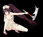 big_breasts breasts cleavage clothed clothing female footwear hair high_heels medical_instrument medical_syringe not_furry nurse nurse_clothing nurse_uniform panties ponytail scientific_instrument shoes solo syringe underwear uniform unknown_artist league_of_legends riot_games tencent akali_(lol) human mammal