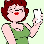 anthro cellphone device electronics eyes_closed female phone raised_arm simple_background smartphone smile solo creator_ant mary_(creator_ant) domestic_cat felid feline felis mammal 1:1 hi_res