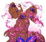 anthro armor big_breasts blue_armor blush bound breast_squish breasts brown_body brown_fur chest_tuft drinking female fur goo_transformation hands_tied huge_breasts machine nipples pink_face pink_nipples pink_slime protogen_armor protogen_visor solo squish thick_thighs transformation tuft wide_hips teazynekit lua_(pacothegint) protogen hi_res