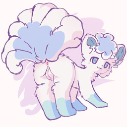 anus butt female feral fur genitals hair inner_ear_fluff legs_together looking_at_viewer presenting presenting_hindquarters presenting_vulva simple_background smile solo tail tuft vulva white_body white_fur mrcat11 nintendo pokemon alolan_form alolan_vulpix generation_7_pokemon pokemon_(species) regional_form_(pokemon) 1:1 hi_res