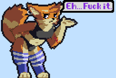 anthro bra clothing countershade_fur countershading digitigrade ear_piercing frowning_at_viewer fur leaning leaning_forward legwear looking_at_viewer male monotone_background navel orange_body orange_fur panties parody pawpads piercing scar self-harm_scars simple_background solo speech_bubble stockings text thigh_highs tuft underwear unimpressed aethrys cylk_(aethrys) canid canine canis domestic_dog mammal shiba_inu spitz digital_media_(artwork) english_text pixel_(artwork)
