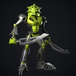 1:1 3d_(artwork) armor better_version_at_paywall biomechanical bionicle blender_(artwork) digital_media_(artwork) gabby94 glowing glowing_eyes gradient_background green_body green_eyes grey_body hi_res humanoid lego lewa looking_at_viewer machine male mask melee_weapon not_furry robot robot_humanoid simple_background solo sword toa weapon