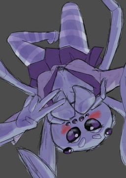 6_arms 8_eyes anthro biped black_eyes blush bottomwear breasts cleavage clothed clothed_anthro clothed_female clothing exoskeleton eyebrows female female_anthro glistening glistening_eyes grey_background grey_body grey_exoskeleton grey_eyebrows looking_at_viewer lying medium_breasts multi_arm multi_eye multi_limb multicolored_eyes non-mammal_breasts on_back pedipalps plantigrade pleated_skirt purple_bottomwear purple_clothing purple_eyes purple_shirt purple_skirt purple_topwear shirt short_sleeves simple_background skirt solo topwear two_tone_eyes crtz arachnid arthropod spider 2023 absurd_res hi_res