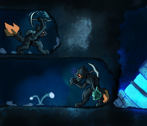 ambiguous_gender anthro backpack backpack_only before_and_after black_body black_fur digging dipstick_tail disappointed excited fur markings orange_sclera pickaxe solo tail tail_markings wickflix casualties:_unknown canid expie_(gunsawian) gunsawian hybrid mammal colored digital_drawing_(artwork) digital_media_(artwork) meme sequence