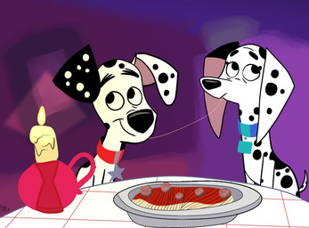 black_body black_fur black_nose black_spots blue_collar collar collar_tag duo eating_spaghetti female feral floppy_ears food fur heterochromatic_ears imminent_incest male markings parody pasta red_collar spaghetti spots spotted_body spotted_fur star_collar_tag toony white_body white_fur white_spots fahadlami19 101_dalmatian_street 101_dalmatians disney lady_and_the_tramp delilah_(101_dalmatians) dylan_(101_dalmatians) canid canine canis dalmatian domestic_dog mammal hi_res
