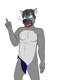 anthro clothing dizzy drunk kerchief male pose simple_background solo substance_intoxication white_background fuze warren_(fuze) canid canine canis domestic_dog mammal