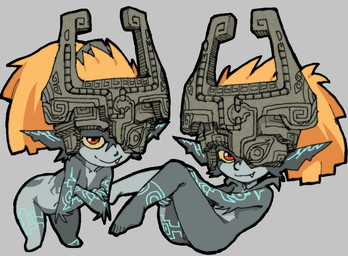 arm_tuft armor bent_over clothing crossed_arms cute_fangs elbow_tuft fangs feet female fused_shadow hair headgear headwear helmet humanoid_pointy_ears mouth_closed narrowed_eyes not_furry one_eye_obstructed orange_hair pointy_ears red_eyes simple_background smile solo teeth toes tuft pantsu-ripper nintendo the_legend_of_zelda twilight_princess midna humanoid imp twili 2025 digital_drawing_(artwork) digital_media_(artwork)