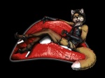 anthro biped black_background clothed clothing crossdressing femboy footwear gloves handwear high_heels jewelry legwear lips lipstick makeup male necklace necktie parody platform_footwear platform_heels shoes simple_background solo stockings tail yellow_eyes alphaki the_rocky_horror_picture_show dr._frank-n-furter canid canine fox mammal unavailable_at_source