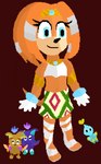 accessory anthro bandage biped blue_eyes bottomwear clothed clothing eyelashes female fur furgonomics gloves handwear orange_body orange_fur simple_background skirt solo standing tail tail_through_skirt timelierg sega sonic_adventure sonic_the_hedgehog_(series) tikal_the_echidna chao_(sonic) echidna mammal monotreme