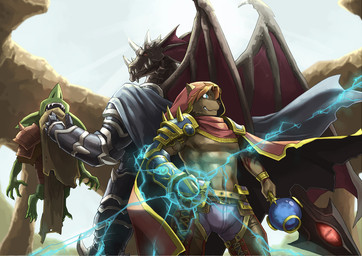 anthro armor black_body blue_eyes brown_body brown_fur brown_hair cape claws clothed clothing fangs fur green_body group hair holding_object magic male membrane_(anatomy) membranous_wings muscular muscular_anthro muscular_male open_mouth partially_clothed red_eyes tattoo teeth wings link2004 mythology canid canine canis dragon humanoid mammal mythological_creature mythological_scalie orc scalie wolf
