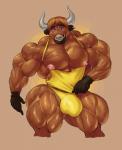 anthro big_muscles bulge clothed clothing horn huge_muscles hyper hyper_muscles looking_at_viewer male muscular muscular_anthro muscular_male pecs shirt smile solo tank_top tight_clothing topwear underwear guzreuef bovid bovine mammal yak absurd_res hi_res