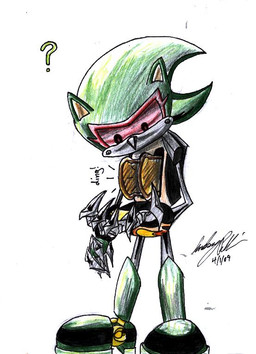 anthro appliance black_eyes bread claws confusion food green_body kitchen_appliance machine male question_mark red_sclera simple_background solo toast toaster white_background wolf_requiem sega sonic_the_hedgehog_(series) metal_scourge eulipotyphlan hedgehog mammal robot 2009