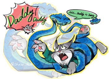 3_toes anthro barefoot claws coiling dialogue duo eyes_closed feet feral finger_claws grin happy male male/male pawpads paws pink_pawpads plantigrade restrained scared screaming smile soles text toe_claws toes shaw_qvq disney zootopia gary_de'snake pawbert_lynxley canada_lynx felid feline lynx mammal pit_viper reptile scalie snake viper english_text hi_res watermark